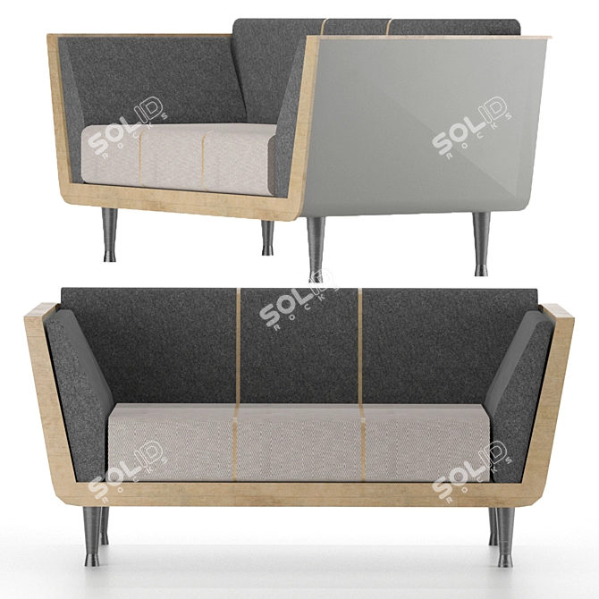 Compact and Neat Sofa 3D model image 1