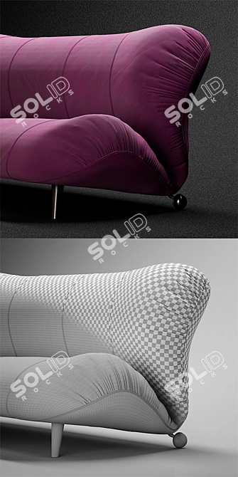 Dumbo Velvet and Leather Sofa 3D model image 3