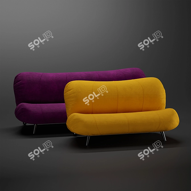 Dumbo Velvet and Leather Sofa 3D model image 4