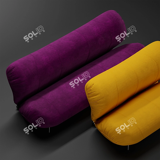 Dumbo Velvet and Leather Sofa 3D model image 5