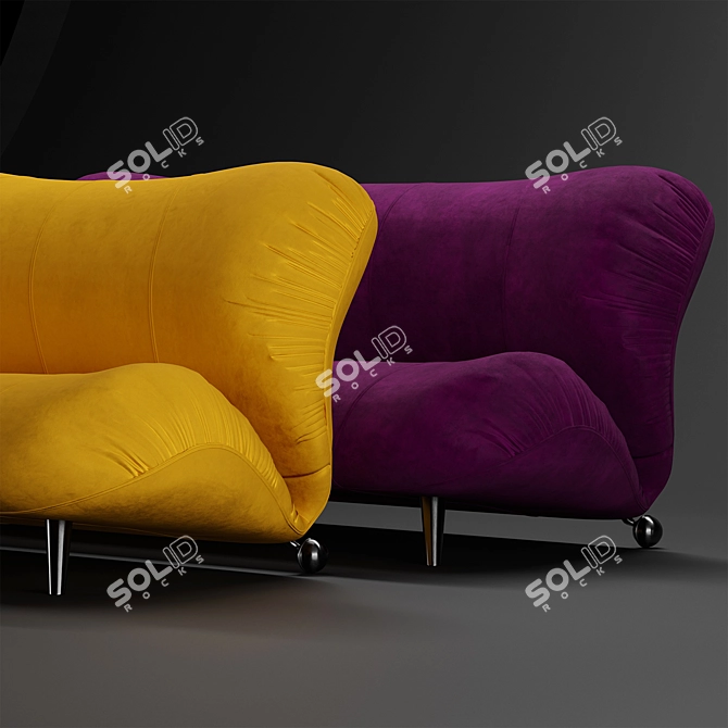 Dumbo Velvet and Leather Sofa 3D model image 6