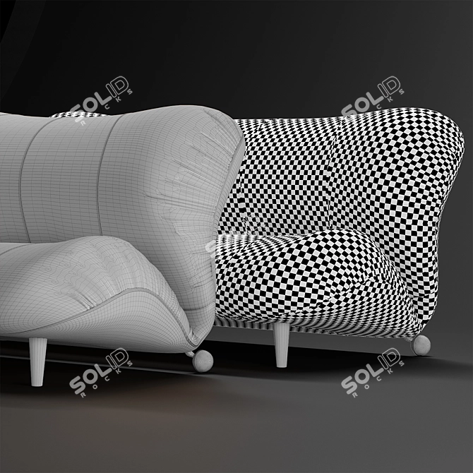 Dumbo Velvet and Leather Sofa 3D model image 7