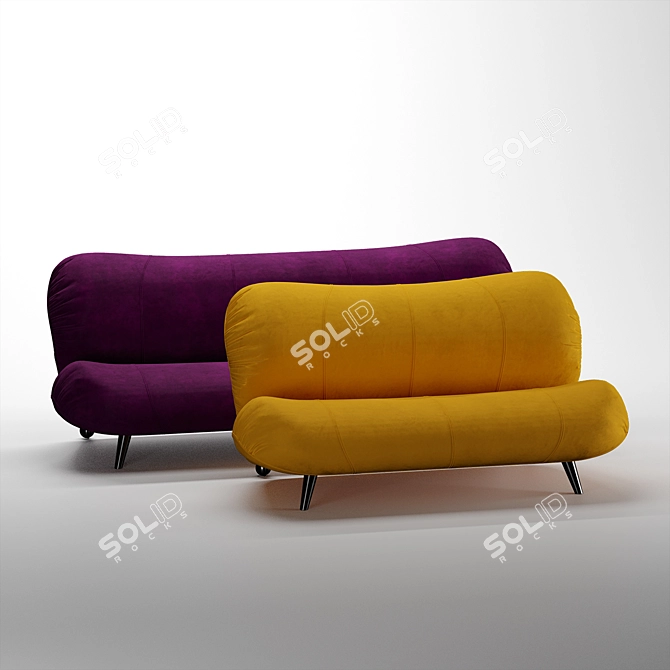 Dumbo Velvet and Leather Sofa 3D model image 8