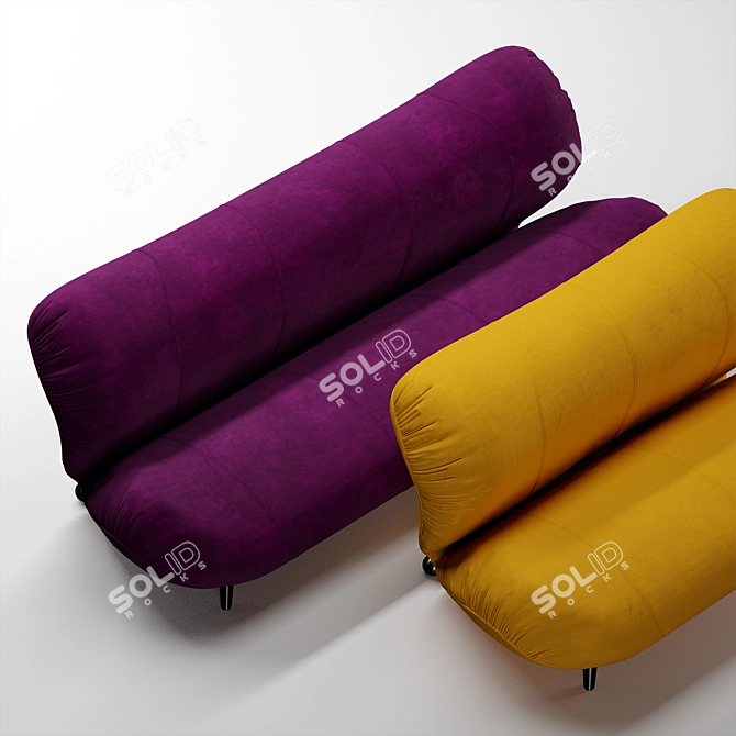 Dumbo Velvet and Leather Sofa 3D model image 9