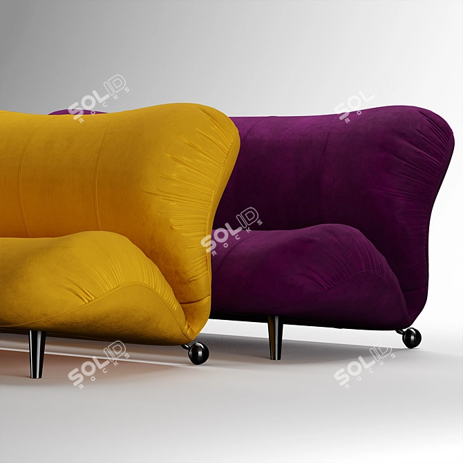 Dumbo Velvet and Leather Sofa 3D model image 10