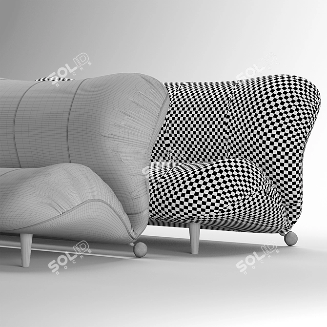 Dumbo Velvet and Leather Sofa 3D model image 11
