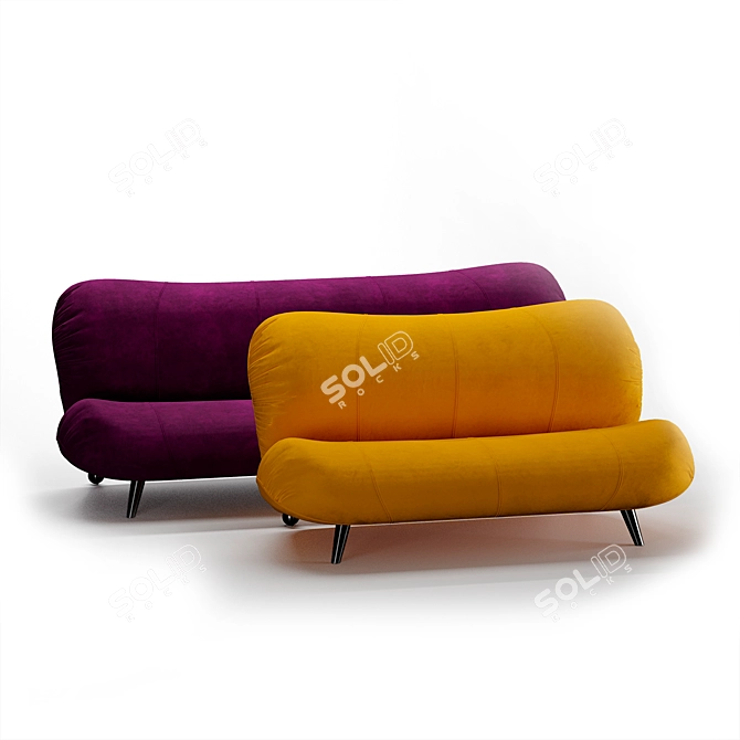 Dumbo Velvet and Leather Sofa 3D model image 12