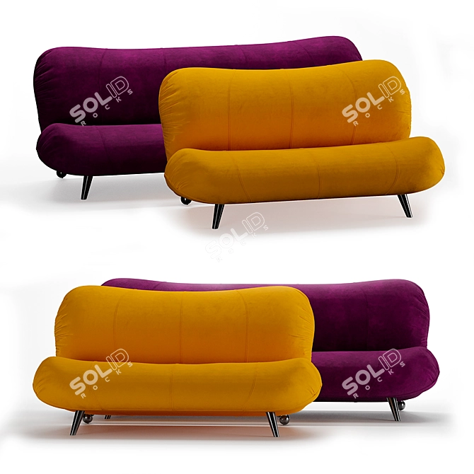 Dumbo Velvet and Leather Sofa 3D model image 13