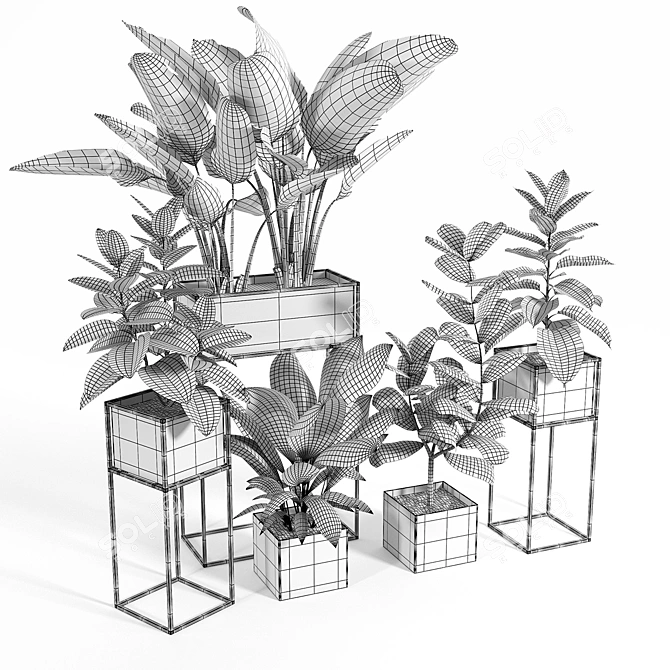 Modern Trio Black Planters: Enhance Your Space 3D model image 4