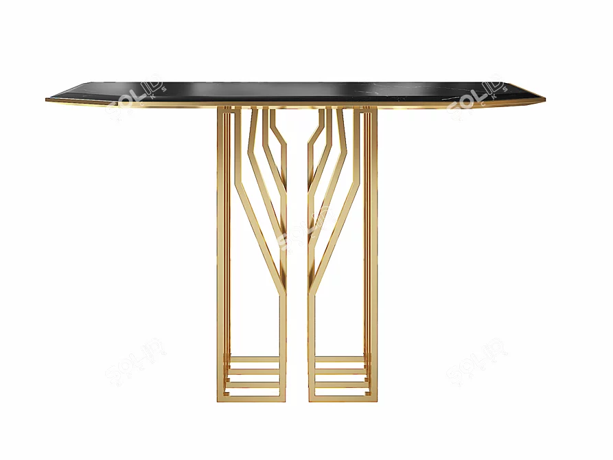 Elegant Brass & Marble Console 3D model image 2