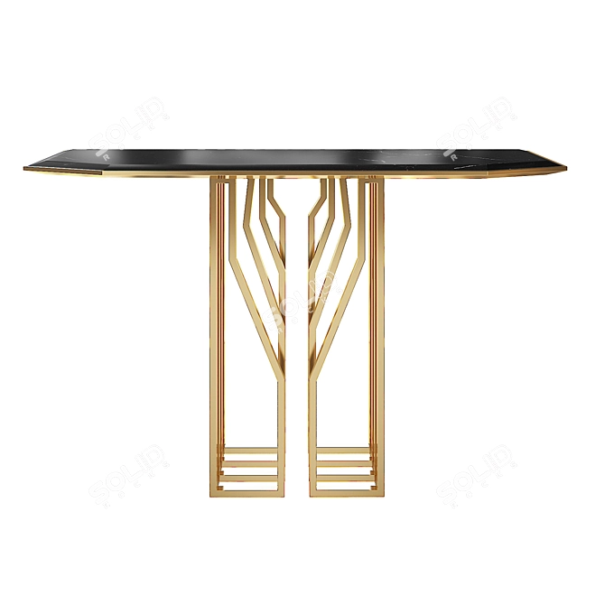 Elegant Brass & Marble Console 3D model image 3