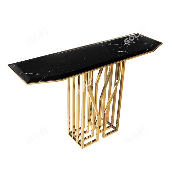 Elegant Brass & Marble Console 3D model image 4