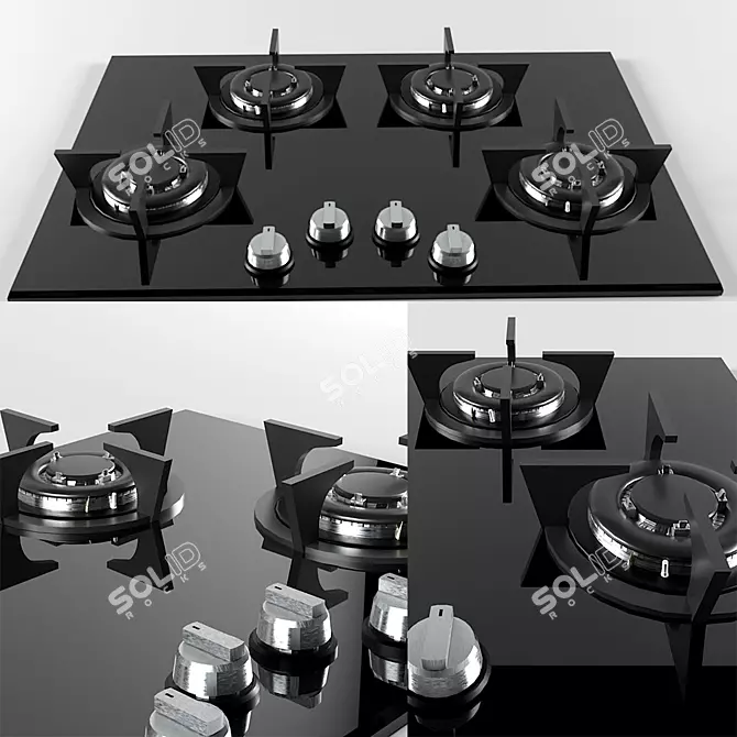 Sleek Gas Hob with Textures 3D model image 1