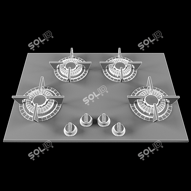 Sleek Gas Hob with Textures 3D model image 2