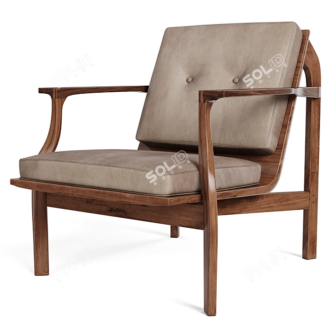 Handcrafted Walnut Lounge Chair 3D model image 1