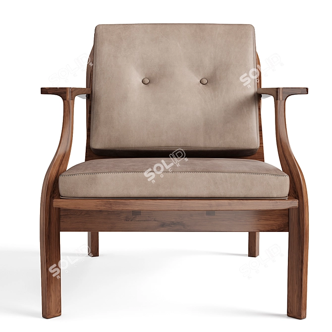 Handcrafted Walnut Lounge Chair 3D model image 3