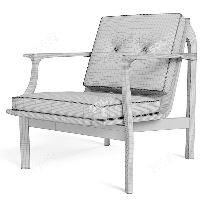 Handcrafted Walnut Lounge Chair 3D model image 5