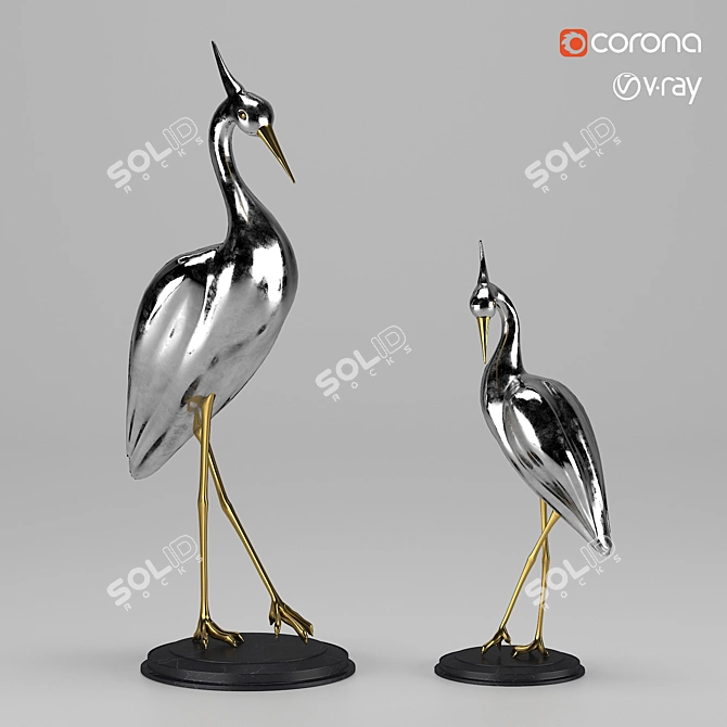 Elegant Stork Sculpture - Stunning Dimensions & Formats 3D model image 1