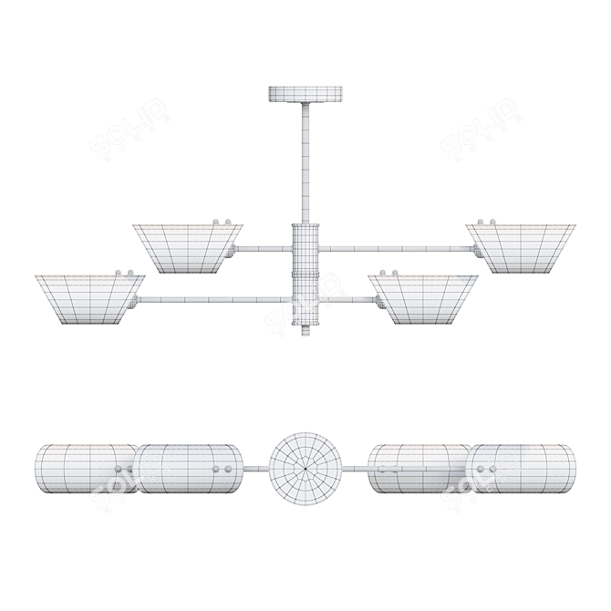 Smoke-Colored Glass Chandelier ALDO 4 3D model image 3