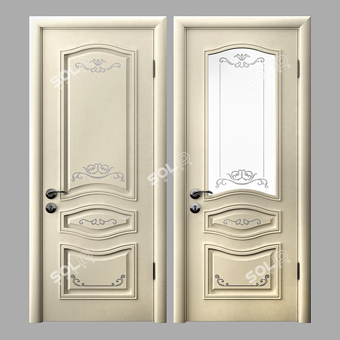 Elegant Leona Doors 3D model image 1