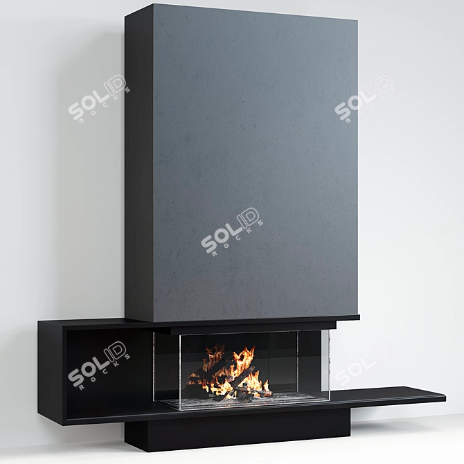 Minimalist Modern Fireplace 3D model image 1