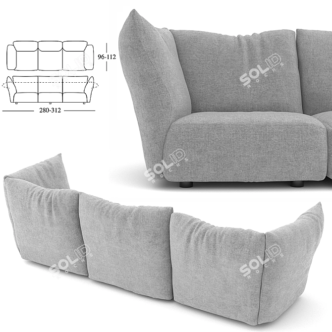 Edra Ultra-Comfort Standard Sofa 3D model image 3