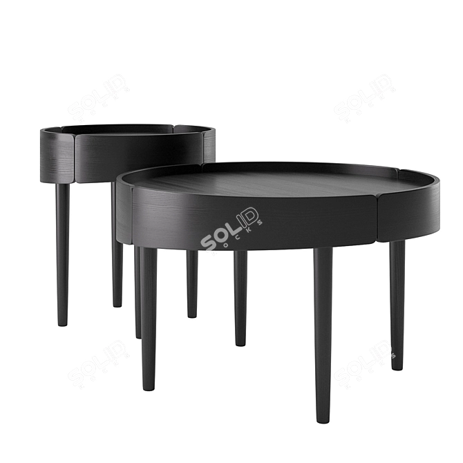 Elegant Arc and Skirt Coffee Table 3D model image 2