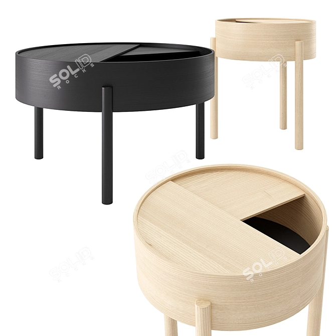 Elegant Arc and Skirt Coffee Table 3D model image 3