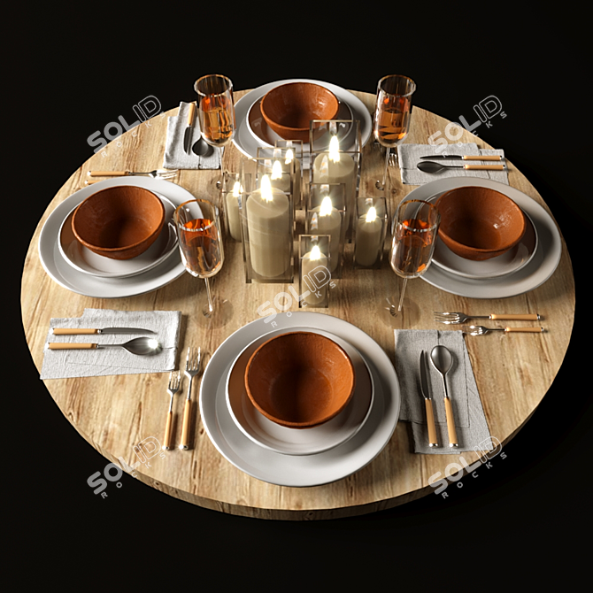 Geometry Spline Tableware Set 3D model image 1