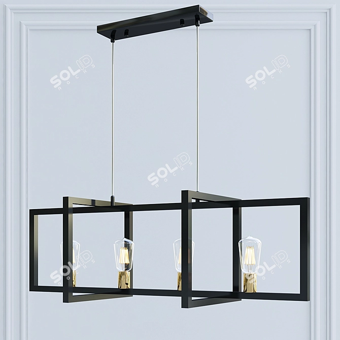 Sleek Black Metal Kitchen Pendant 3D model image 3