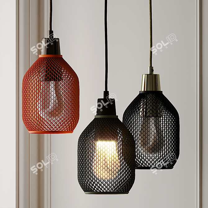 Elegant Hive Shade Pendant Light 3D model image 1