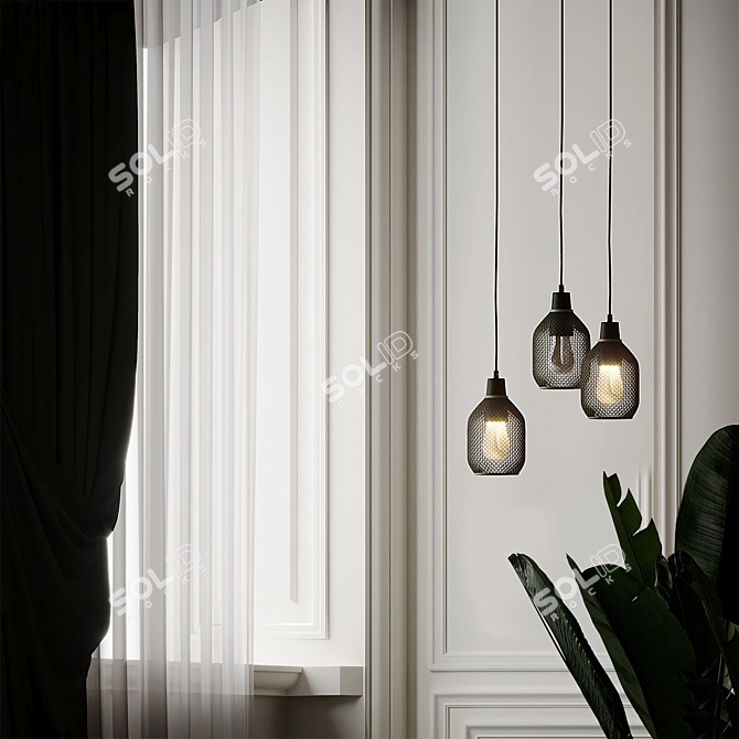 Elegant Hive Shade Pendant Light 3D model image 5