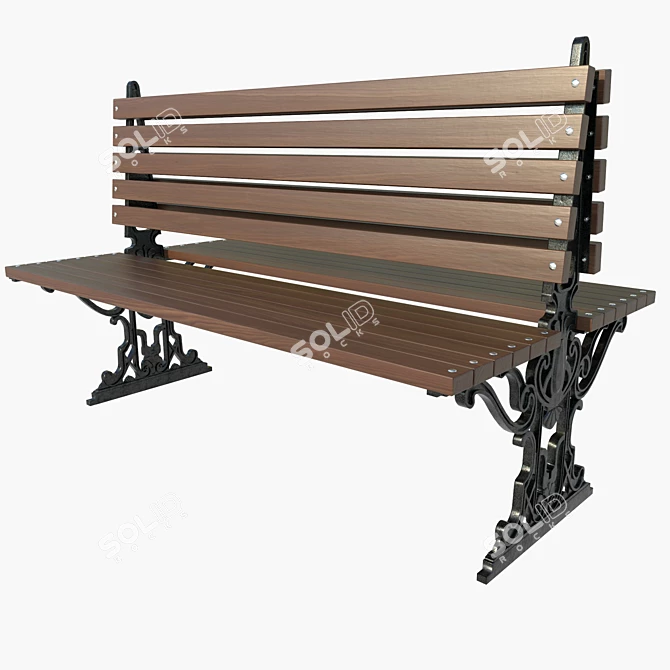 Prague Urban Bench: Durable, Portable & Stylish 3D model image 1