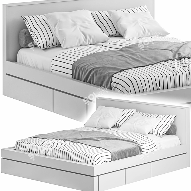 3D Bed Design with V-Ray | 3D Modeling | 187cm x 223cm | High Detail 3D model image 2