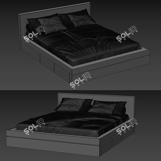 3D Bed Design with V-Ray | 3D Modeling | 187cm x 223cm | High Detail 3D model image 4