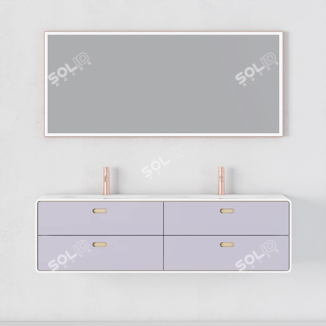 Modern Washbasin Cabinet Set 3D model image 1