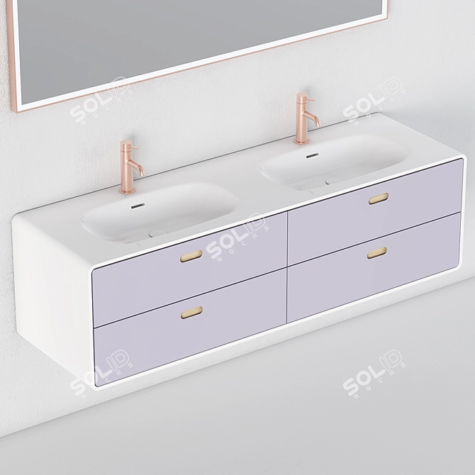 Modern Washbasin Cabinet Set 3D model image 2
