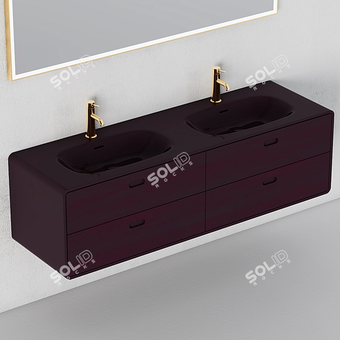 Modern Bathroom Cabinet Set 3D model image 2