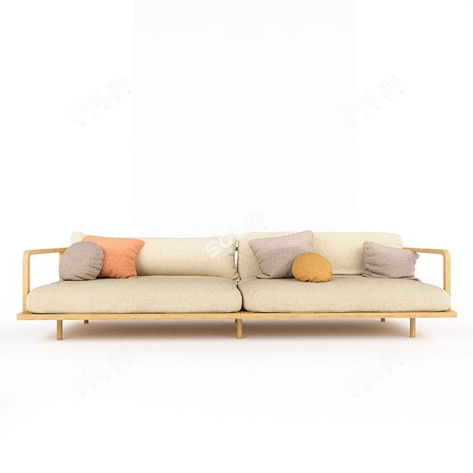 Title: Minimal Wood Living Set 3D model image 1