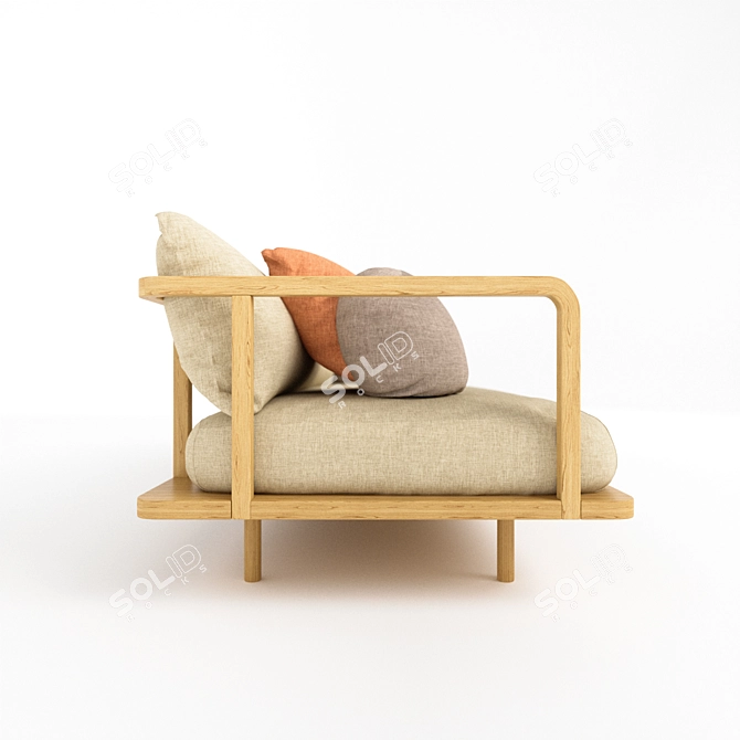 Title: Minimal Wood Living Set 3D model image 2