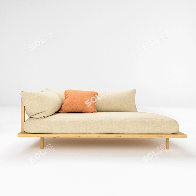 Title: Minimal Wood Living Set 3D model image 3