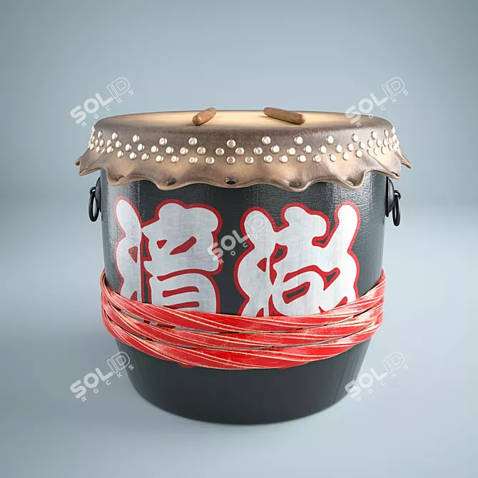 Dragon Dance PBR Drum 3D model image 1