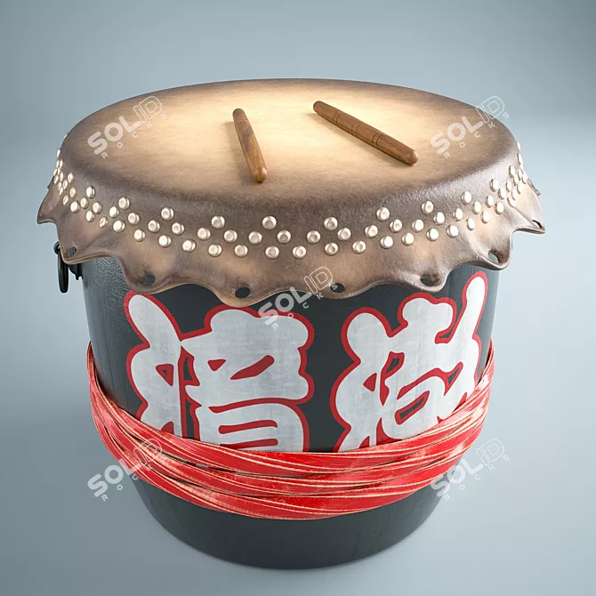 Dragon Dance PBR Drum 3D model image 3