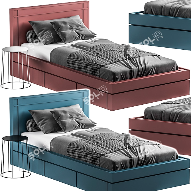 Modern Single Bed Design 3D model image 1