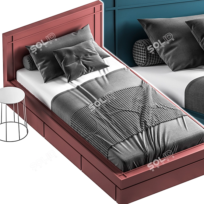 Modern Single Bed Design 3D model image 3