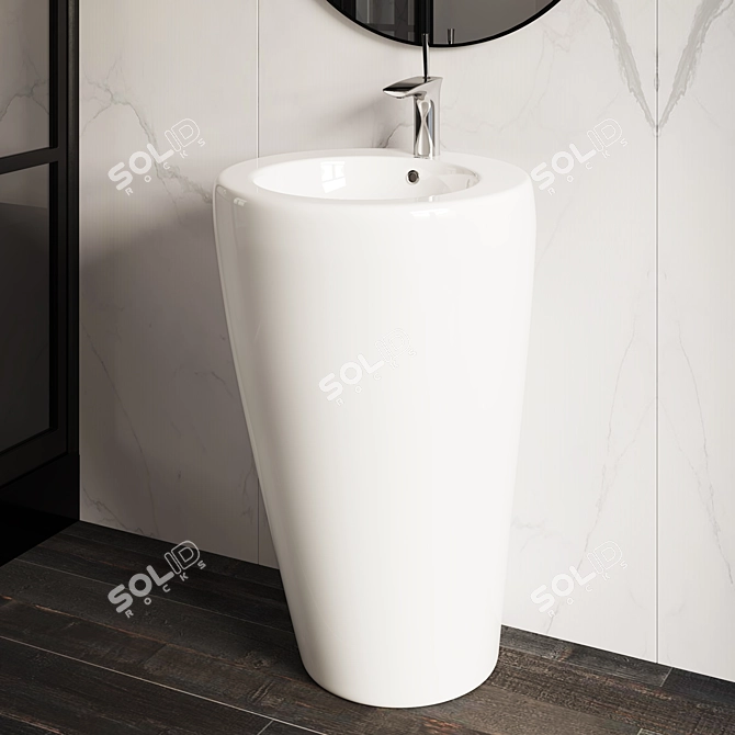 Sleek Monoblock Washbasin: Ceramica Nova 850 3D model image 2
