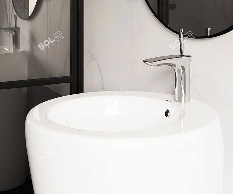 Sleek Monoblock Washbasin: Ceramica Nova 850 3D model image 4