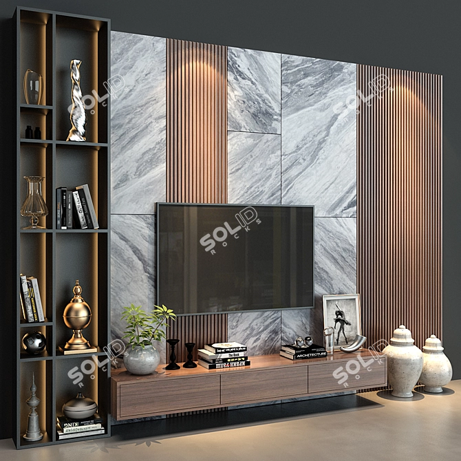 Versatile TV Wall Decor Set 3D model image 2