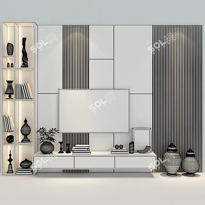 Versatile TV Wall Decor Set 3D model image 3