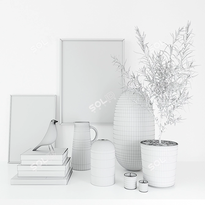 Natural Elegance: Olive Tree Set 3D model image 4